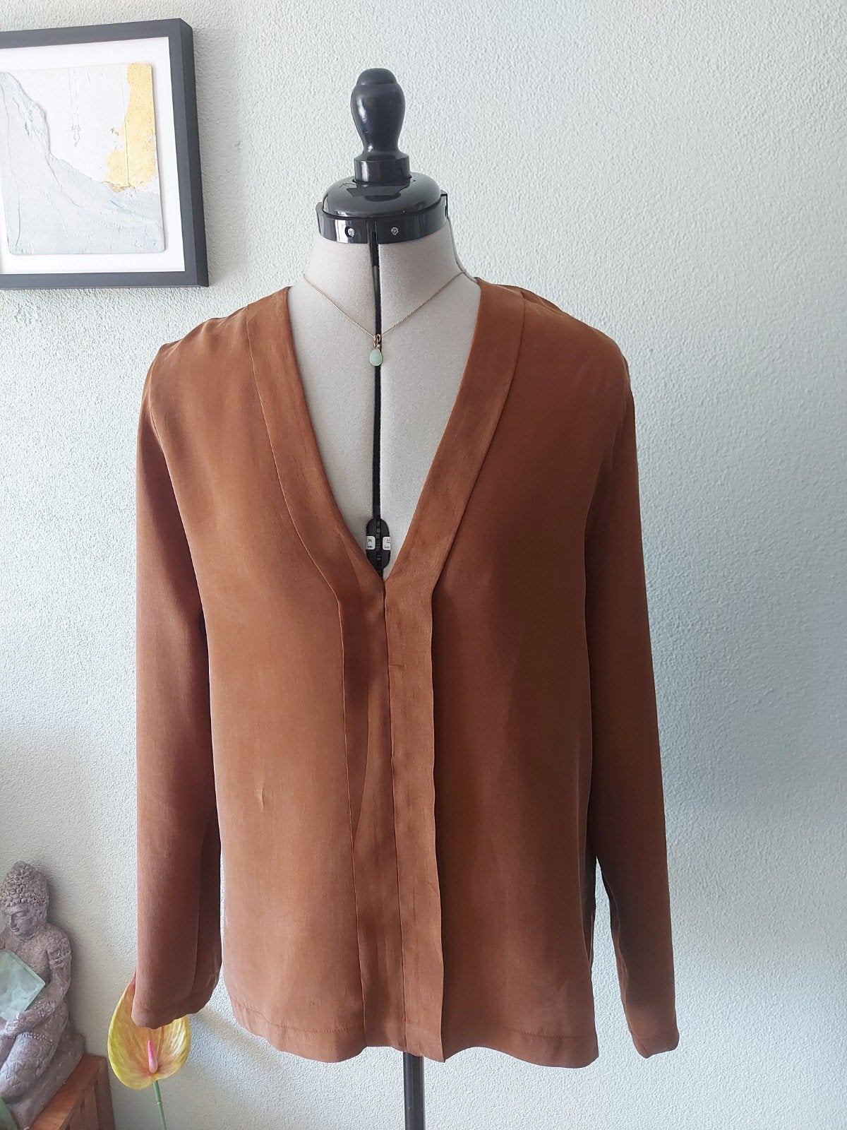 Drykorn cognac bruine blouse 100% cupro, maat 38, Kleding | Dames, Maat 38/40 (M), Drykorn, Bruin, Verzenden