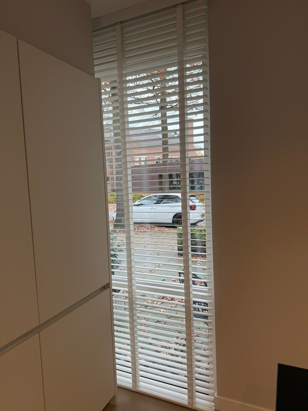 2 stuks bamboe Jaloezien 50 mm wit 116 breed 263 hoog, Ophalen, Zo goed als nieuw, Wit, Bamboe