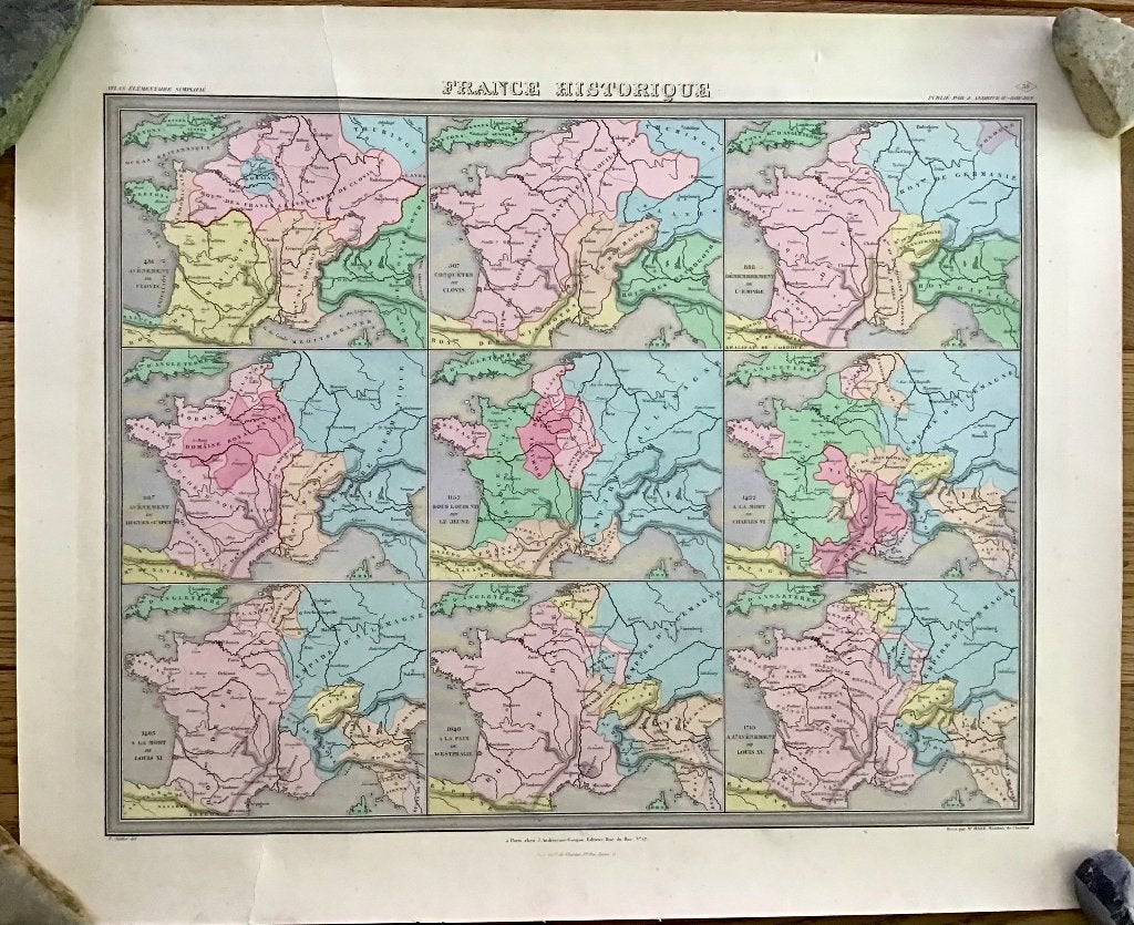 Antieke landkaart 1860  Frankrijk Historisch, Gelezen, Ophalen of Verzenden, Landkaart, 1800 tot 2000
