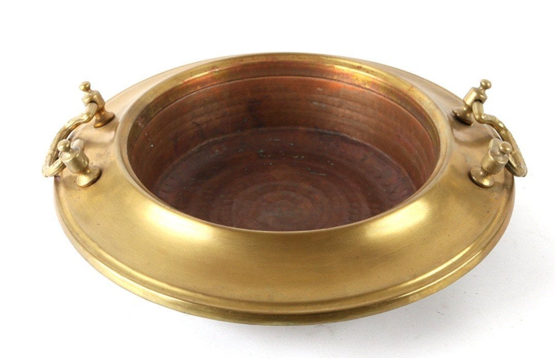 Antieke Koperen Brassero met Plantjes - 40 cm, Ophalen