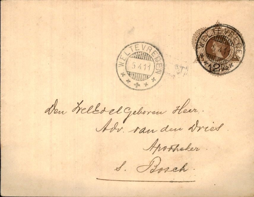 Nederlands Indië - Stempels - Weltevreden - 1911, Postzegels en Munten, Brieven en Enveloppen | Nederland, Verzenden, Briefkaart