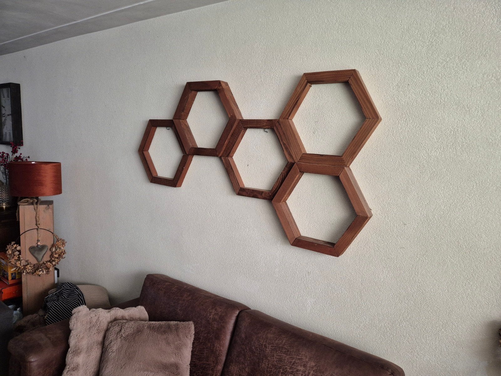 Hexagonale wanddecoratie / wandplank - 160x84 cm, Ophalen