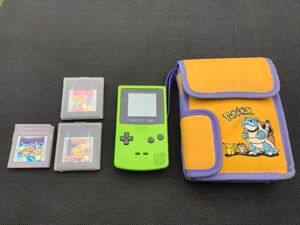 Game Boy Color CGB-001 Groen Super Mario Land Barbie pacman, Ophalen of Verzenden, Gebruikt, Game Boy Color, Met games