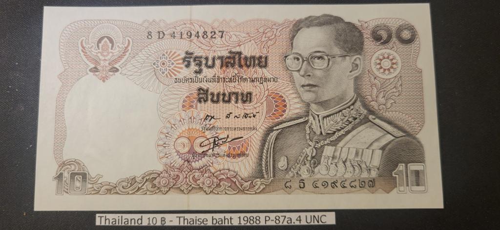 Thailand 10 Baht 1988 P-87a.4 UNC - Thais bankbiljet, Postzegels en Munten, Bankbiljetten | Azië, Ophalen of Verzenden