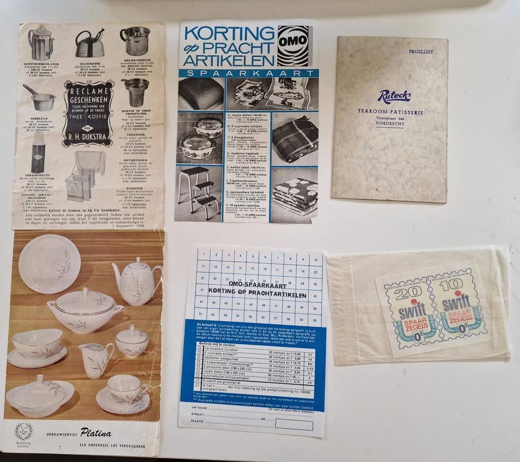 OMO platina servies Dijkstra Reclame div., Ophalen of Verzenden, Gebruikt, Reclamebord