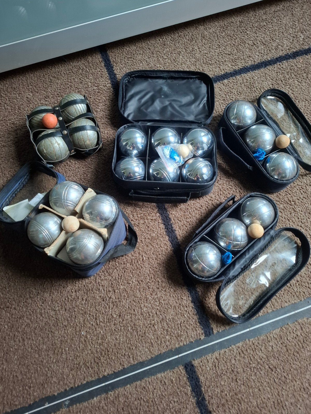 Petanque set met 3 ballen (rits etui kapot) meerdere sets, Ophalen of Verzenden, Gebruikt