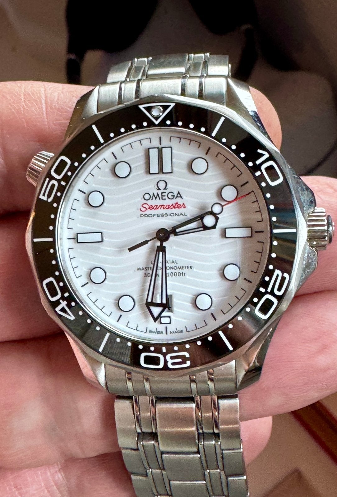 Omega Seamaster Diver 300M Co-Axial white (Full Set 2021), Ophalen, Staal, Staal, Polshorloge