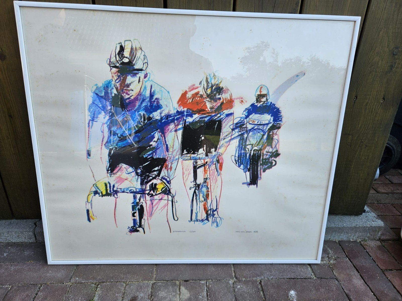 Litho 13/100 Afwachten Cees van Gassel 1989, Ophalen, Oorspronkelijke maker, Zo goed als nieuw, Schilderij