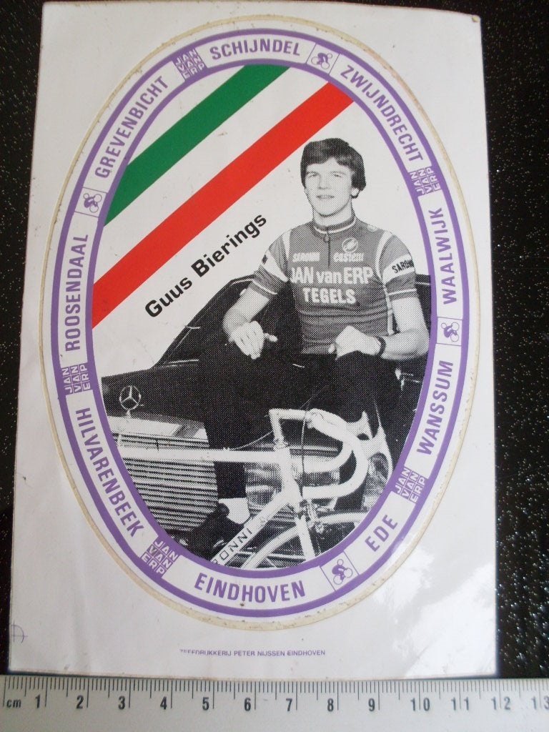 sticker Guus Bierings wielrennen cycling Jan van Erp, Verzenden, Zo goed als nieuw, Sport