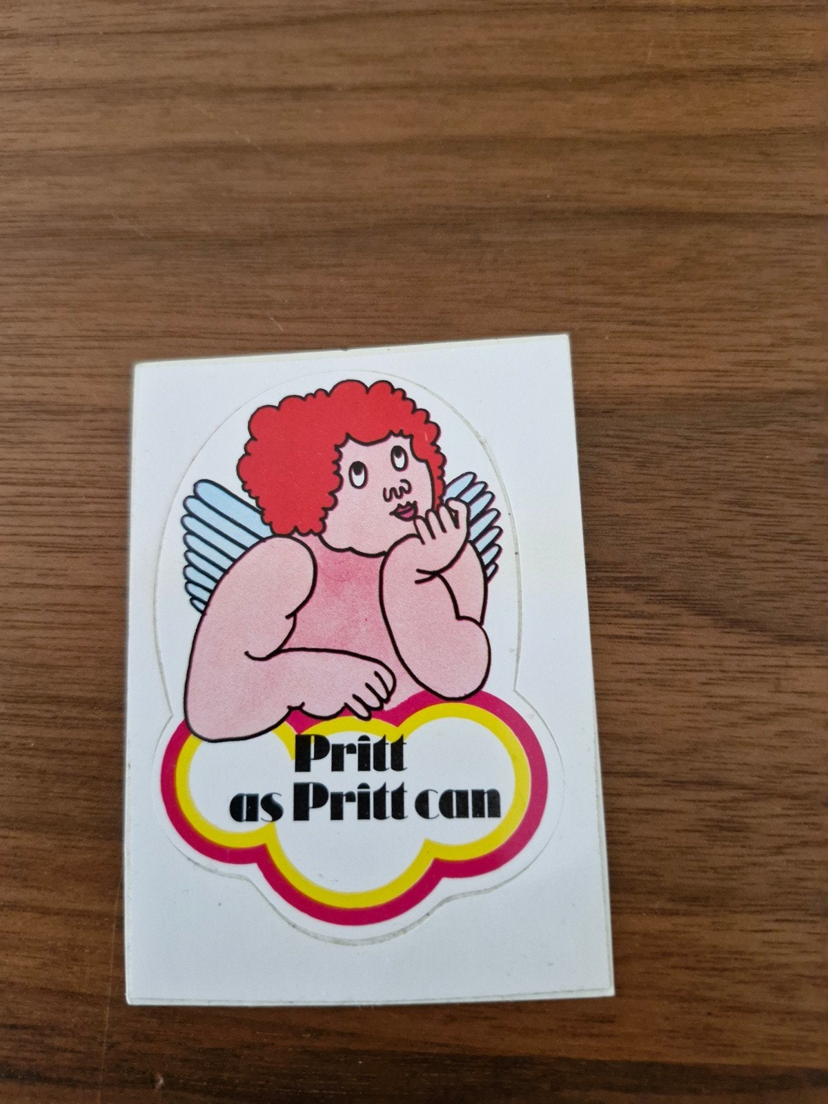 9549 Vintage Pritt as Pritt can sticker, Ophalen of Verzenden, Zo goed als nieuw, Overige typen