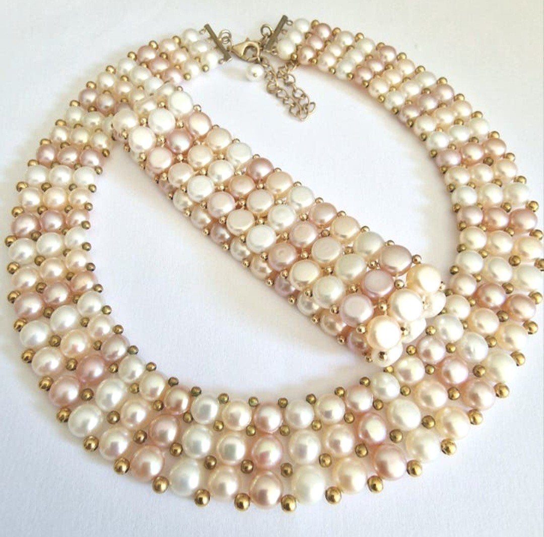 Vintage 925 zilveren collier & armband met echte Mabé parels, Sieraden, Tassen en Uiterlijk, Ophalen of Verzenden, Zo goed als nieuw