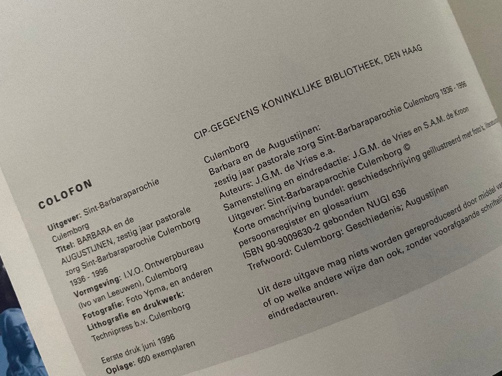 Barbara en de Augustijnen / Culemborg, Ophalen of Verzenden, 20e eeuw of later, Zo goed als nieuw