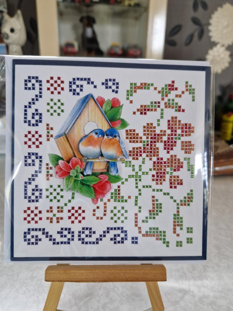 Kaartje hobbydots sparkles twee vogels bij huisje, Ophalen of Verzenden, Nieuw