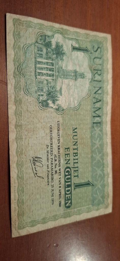 Suriname 1 Gulden Muntbiljet 1979 - Zeldzaam Bankbiljet, Ophalen of Verzenden, Zuid-Amerika, Los biljet