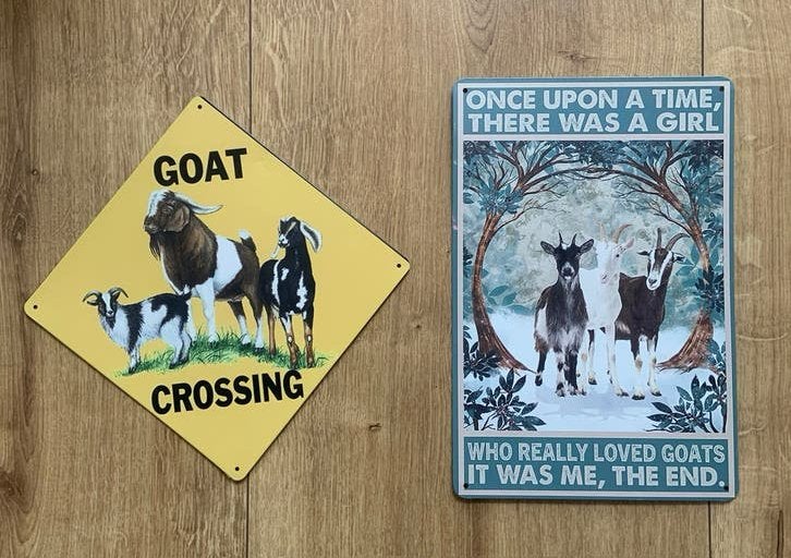 Metalen wandbordjes geiten goats, Ophalen of Verzenden, Zo goed als nieuw