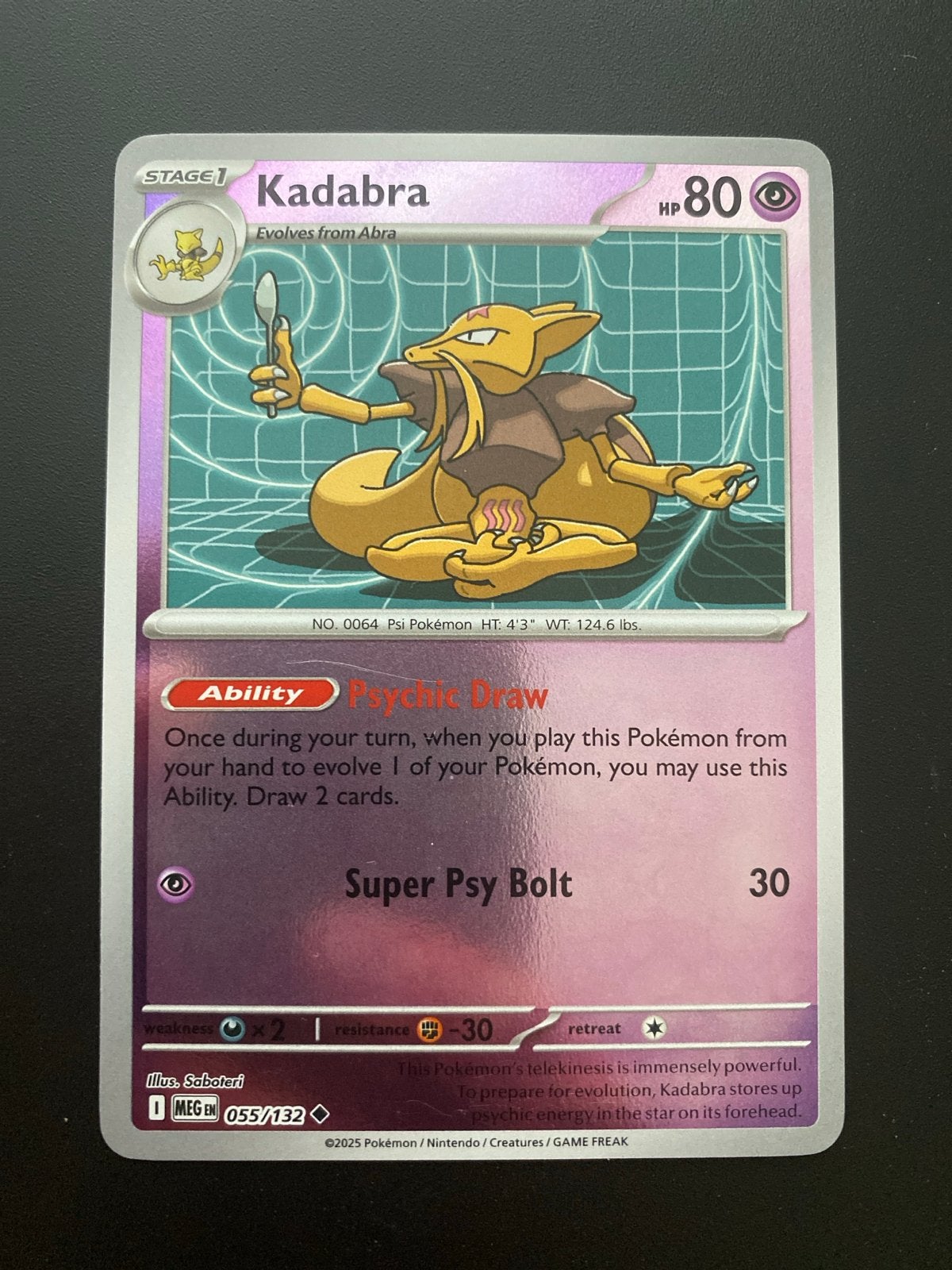 Kadabra 055/132 Reverse Holo Mega Evolution, Ophalen of Verzenden, Zo goed als nieuw, Losse kaart, Foil