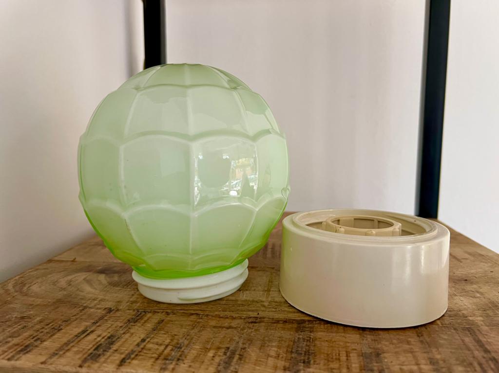 Vintage opaline groen glas thabur den haag, Ophalen of Verzenden, Zo goed als nieuw, Glas
