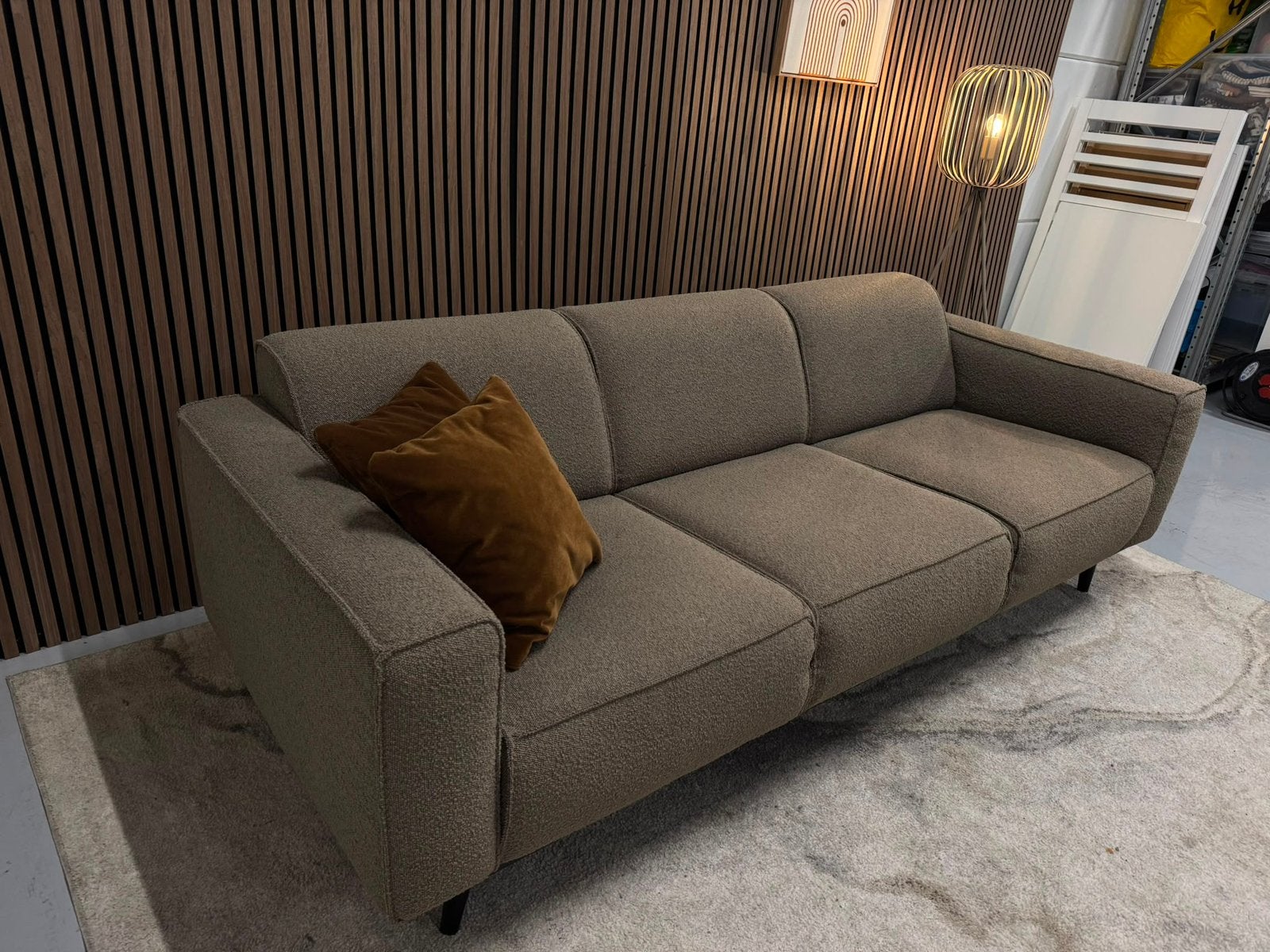 Be Pure Home - 3 Zits Bank - Taupe - Nette Staat - Boucle, Huis en Inrichting, Driepersoons, 75 tot 100 cm, Ophalen of Verzenden