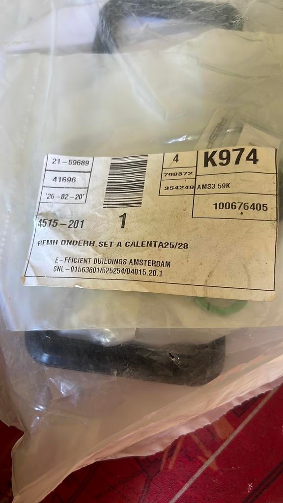 Remeha serviceset A 40kw Calenta 40 cw5, Ophalen of Verzenden, Zo goed als nieuw, Overige typen
