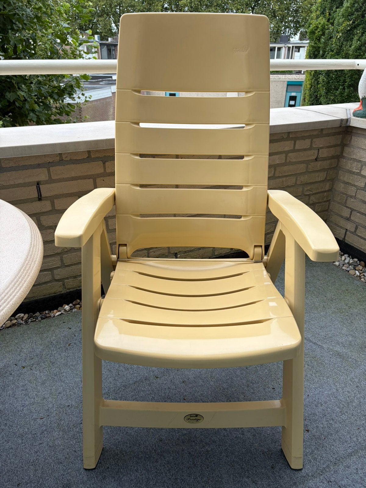 Hartman Prestige 4x verstelbare stoelen, tafel, krukjes 2x, Ophalen, Zo goed als nieuw, Kunststof