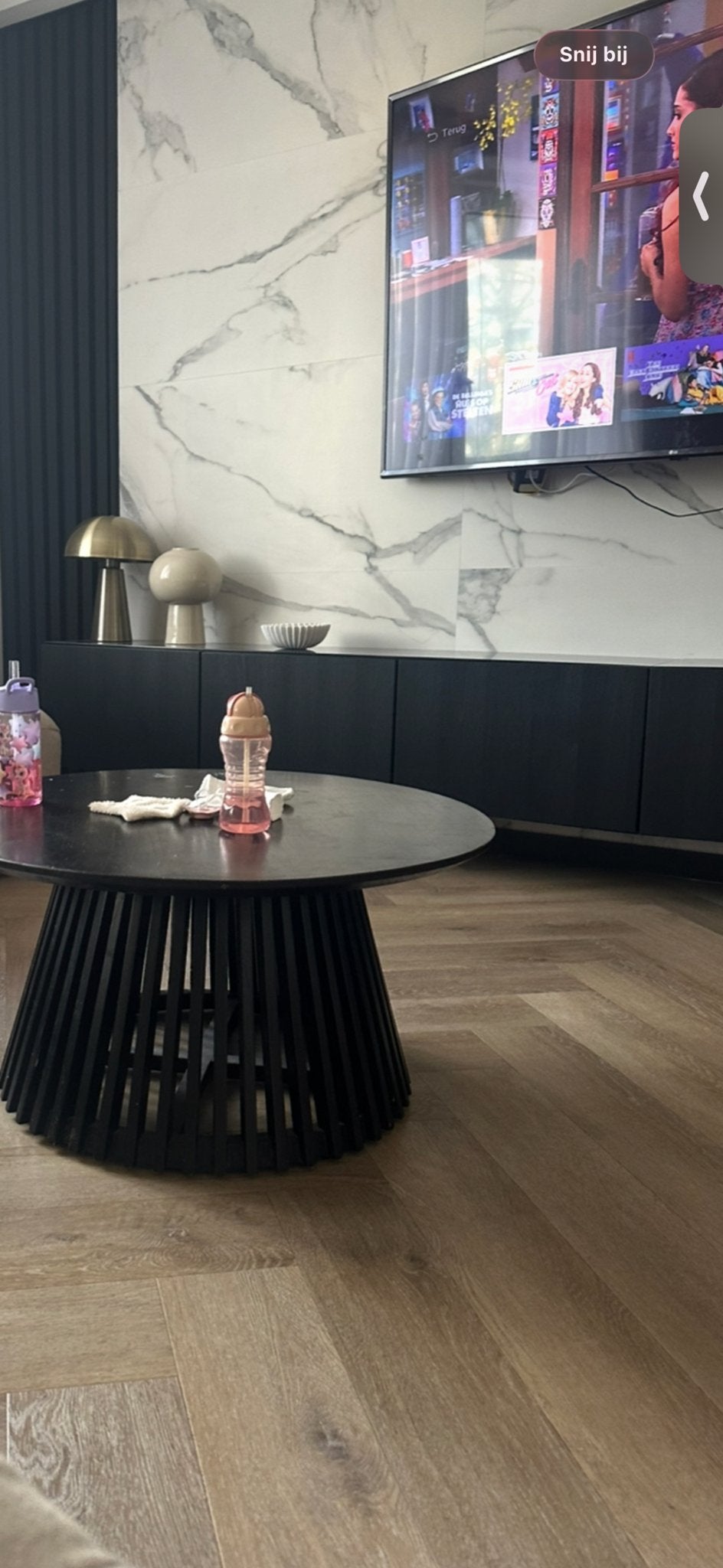 IKEA Besta TV-meubel zwartbruin met glasplaat (2x 180cm), Huis en Inrichting, Ophalen, Gebruikt, Glas, 200 cm of meer