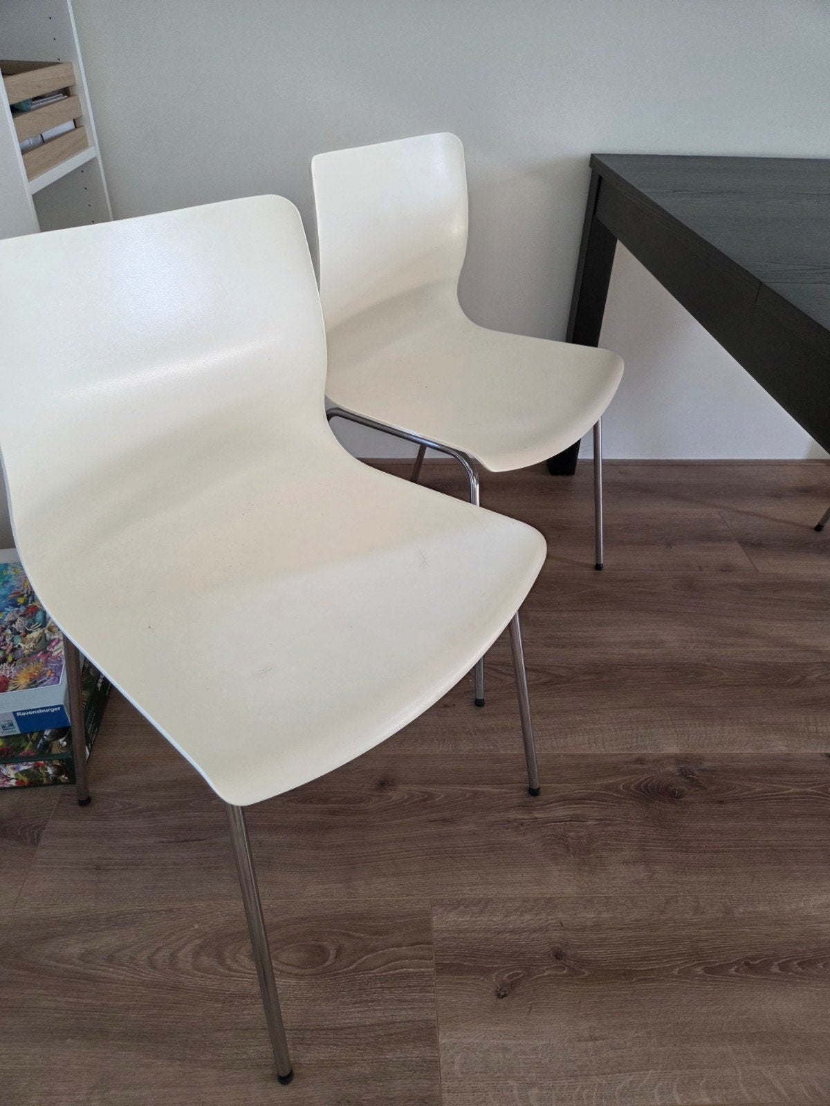 4 stoelen, Huis en Inrichting, Stoelen, Ophalen, Gebruikt, Wit, Kunststof