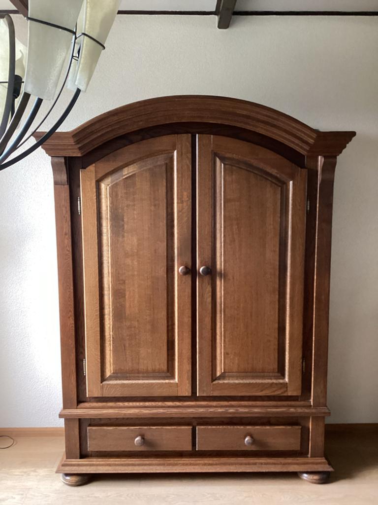 Massief houten kast met lades en planken, Ophalen, Gebruikt