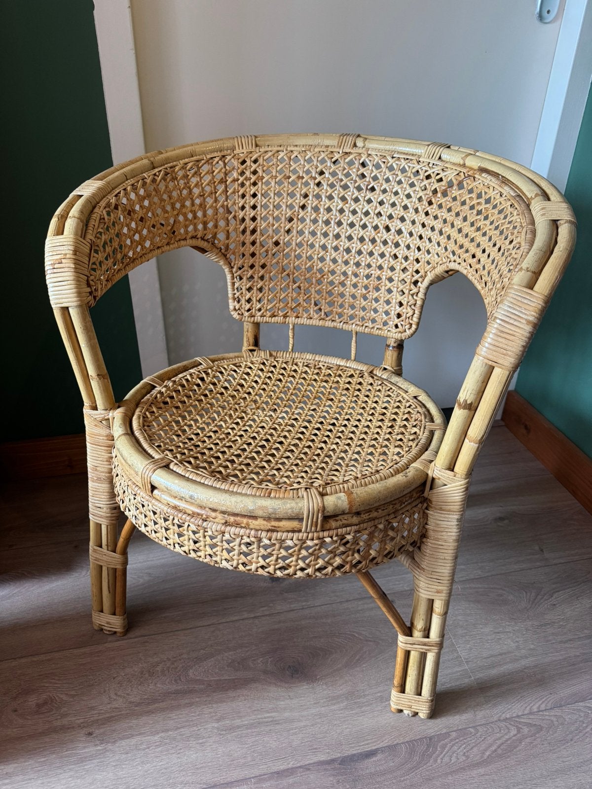 Vintage rotan bamboe fauteuil – retro stoel, Ophalen
