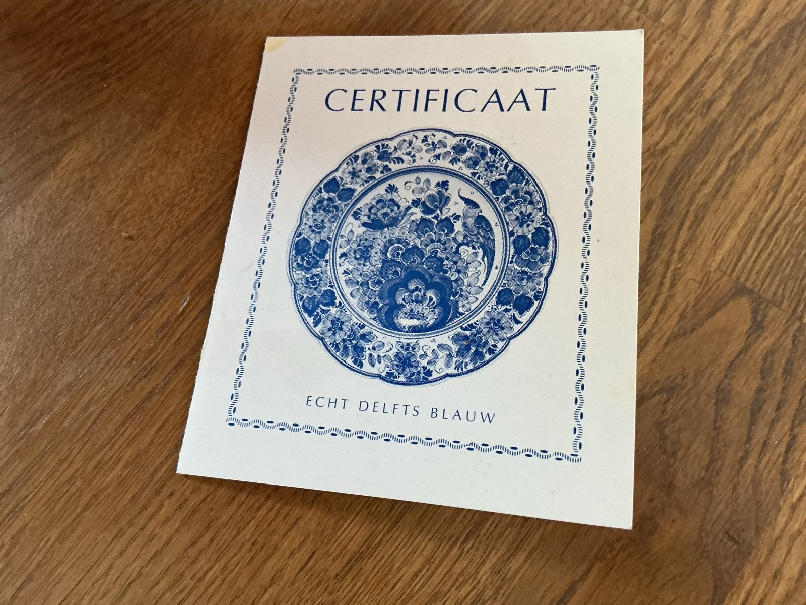 Delfts Blauw Wandbord "Ons Ideaal" met Certificaat, Antiek en Kunst, Antiek | Keramiek en Aardewerk, Ophalen of Verzenden