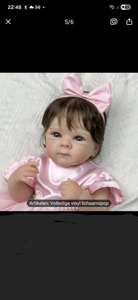 Schattige Reborn Babypop in Satijnen Outfit, Ophalen of Verzenden, Nieuw, Babypop