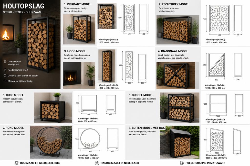 Houtopslagrek staal, Tuin en Terras, Haardhout, 6 m³ of meer, Ophalen, Blokken