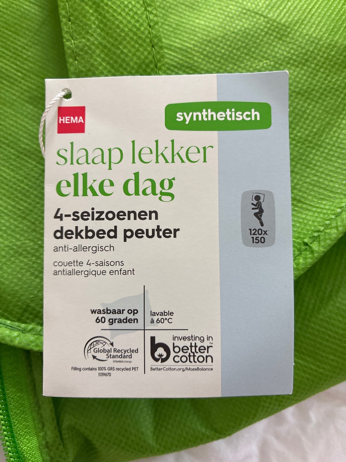 Hema 4-seizoenen dekbed peuter 120x150 anti-allergisch, Kinderen en Baby's, Dekens, Slaapzakjes en Inbakerproducten, Ophalen of Verzenden