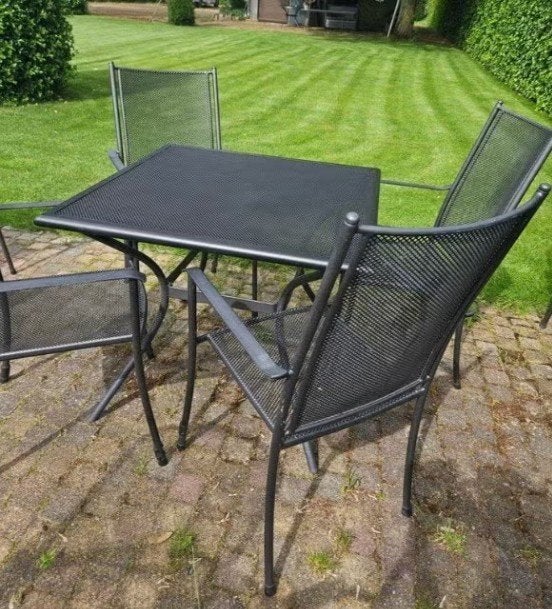 Tuinset met vierkante tafel, Tuin en Terras, Ophalen, Zo goed als nieuw, 4 zitplaatsen, Tuinset
