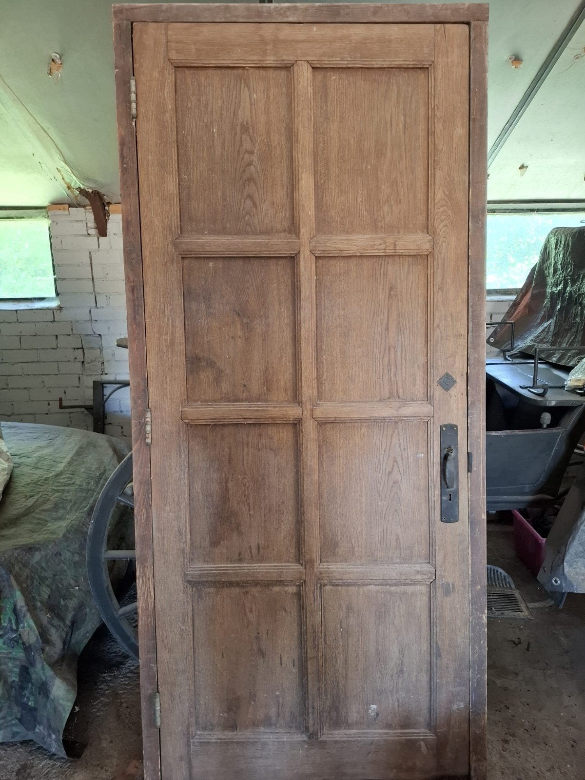 Houten deur met kozijn - 91.5x220 cm, Ophalen, Gebruikt, 80 tot 100 cm, 215 cm of meer