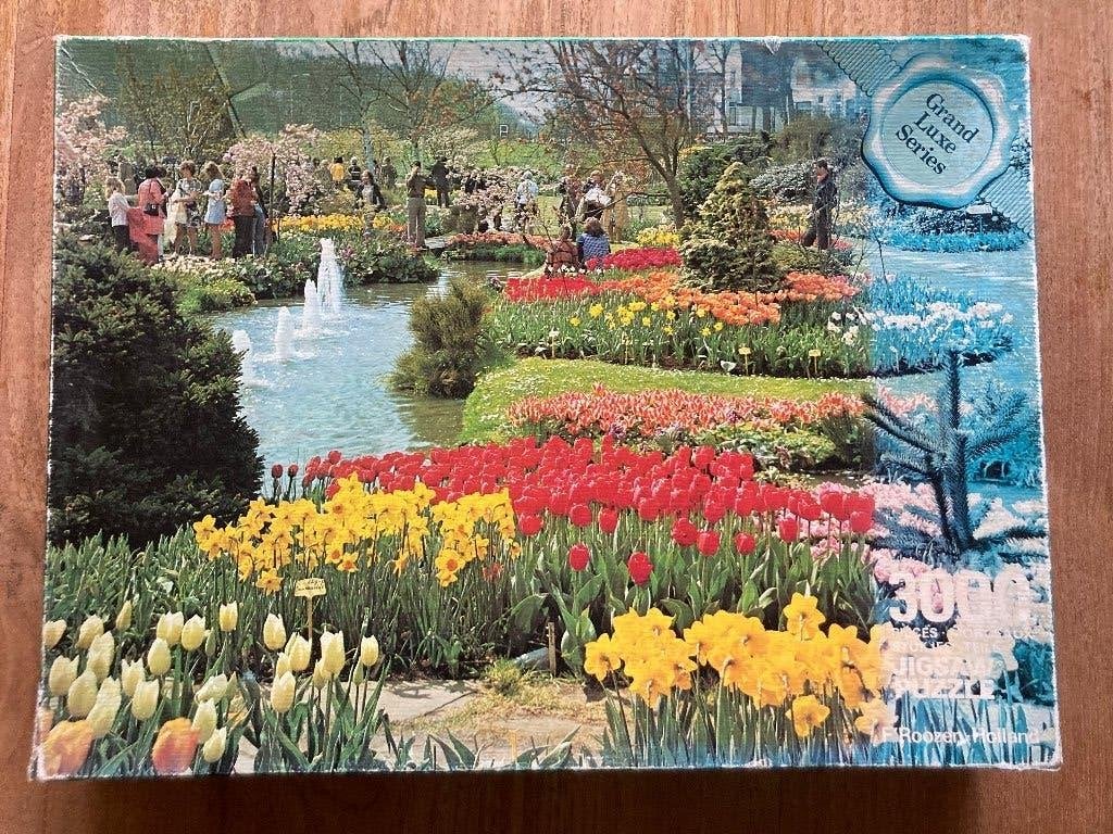 Keukenhof seventies puzzel tulpen narcissen 3000 stukjes, Ophalen of Verzenden, Meer dan 1500 stukjes, Gebruikt, Legpuzzel