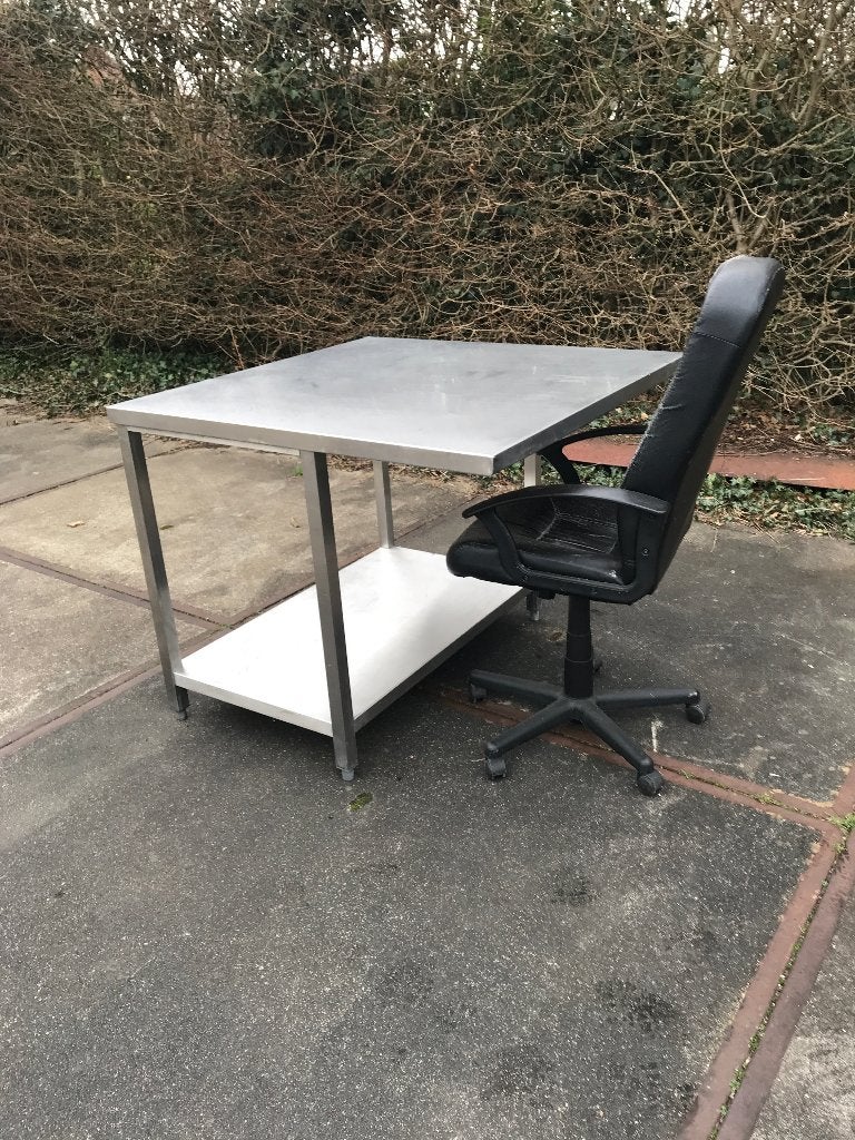 RVS BURO / RVS Werktafel, Huis en Inrichting, Bureaus, Gebruikt, Ophalen
