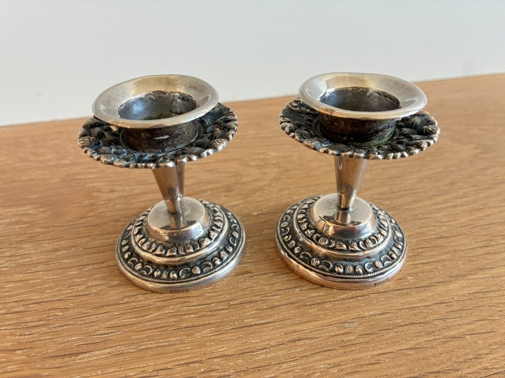 Zilveren Djokja Kandelaar set (800), Antiek en Kunst, Ophalen of Verzenden, Zilver