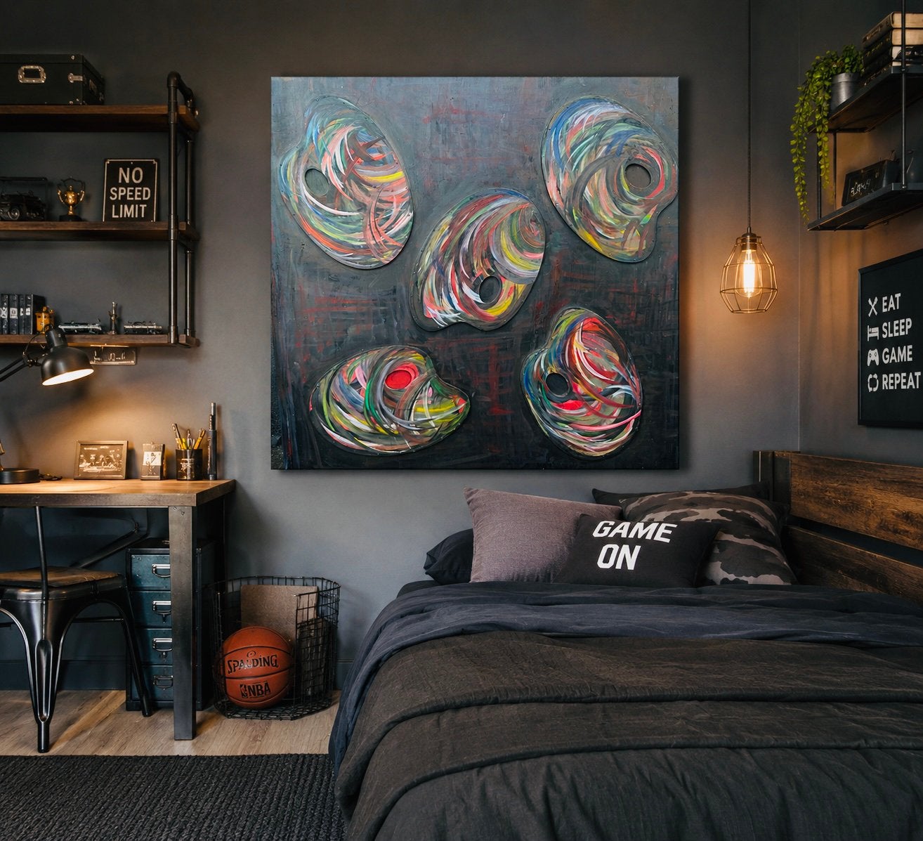 Stoer en abstract voor een jongenskamer, Ophalen