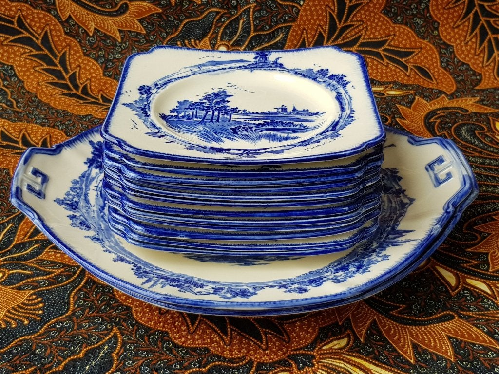Mooi oud Engels 14 delig gebakservies van Royal Doulton., Ophalen of Verzenden