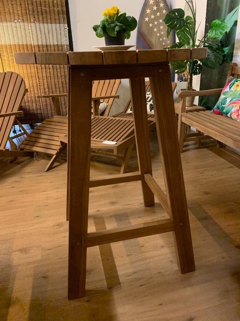 Sta-Tafel TEAK 105h x ø 80cm, sterke poot Teak € 249,- NU, Ophalen, Nieuw