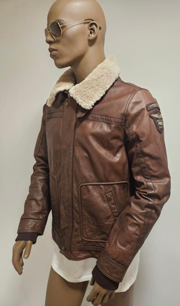 PME Legend prachtige buffel leren jas met batches (L), Kleding | Heren, Jassen | Winter, Maat 52/54 (L), Bruin, ., Ophalen of Verzenden