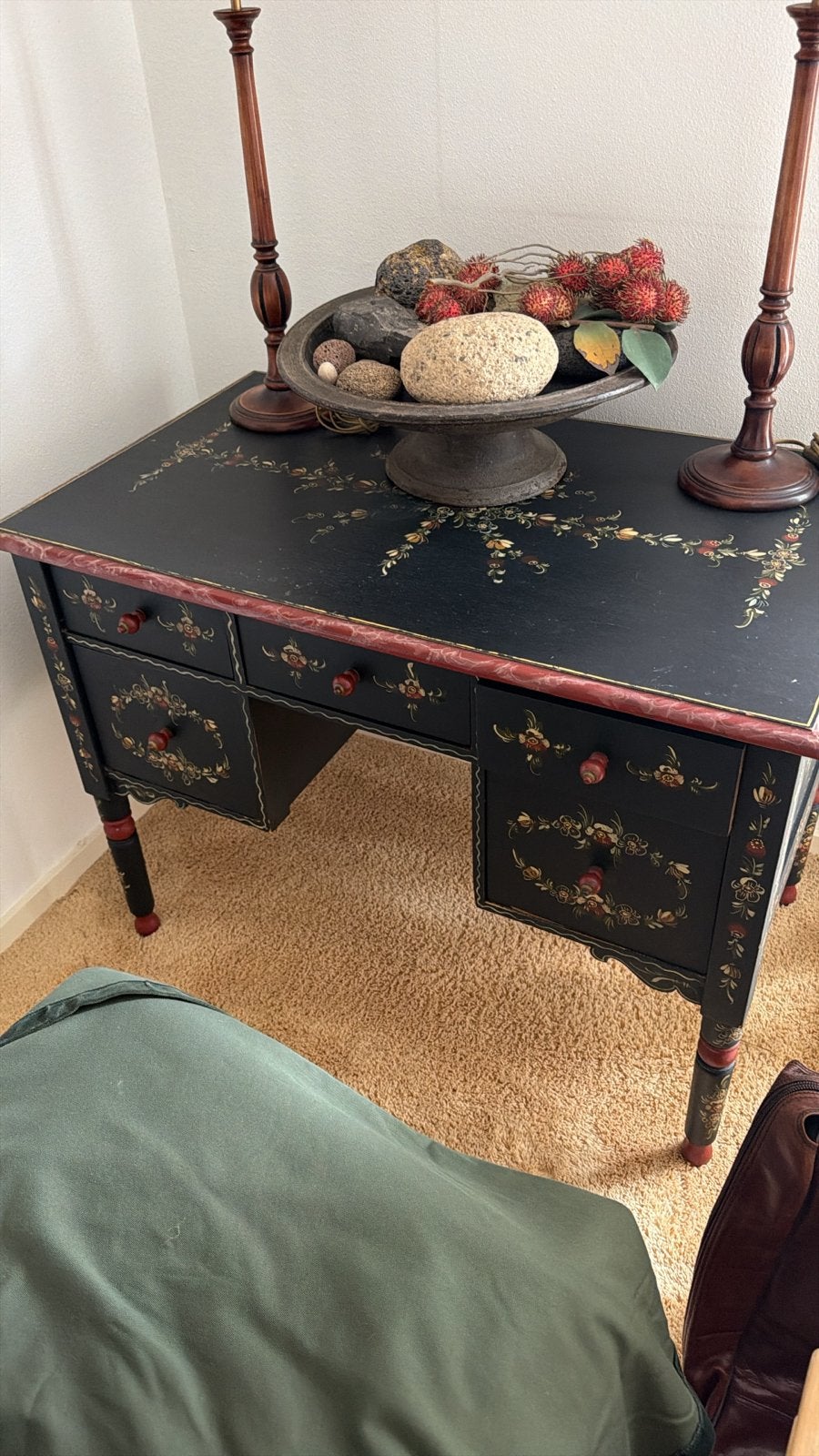 Hindeloopen Blauw Bureau en Stoel Set - Handgemaakt, Ophalen, Overige typen, Gebruikt, Overige merken