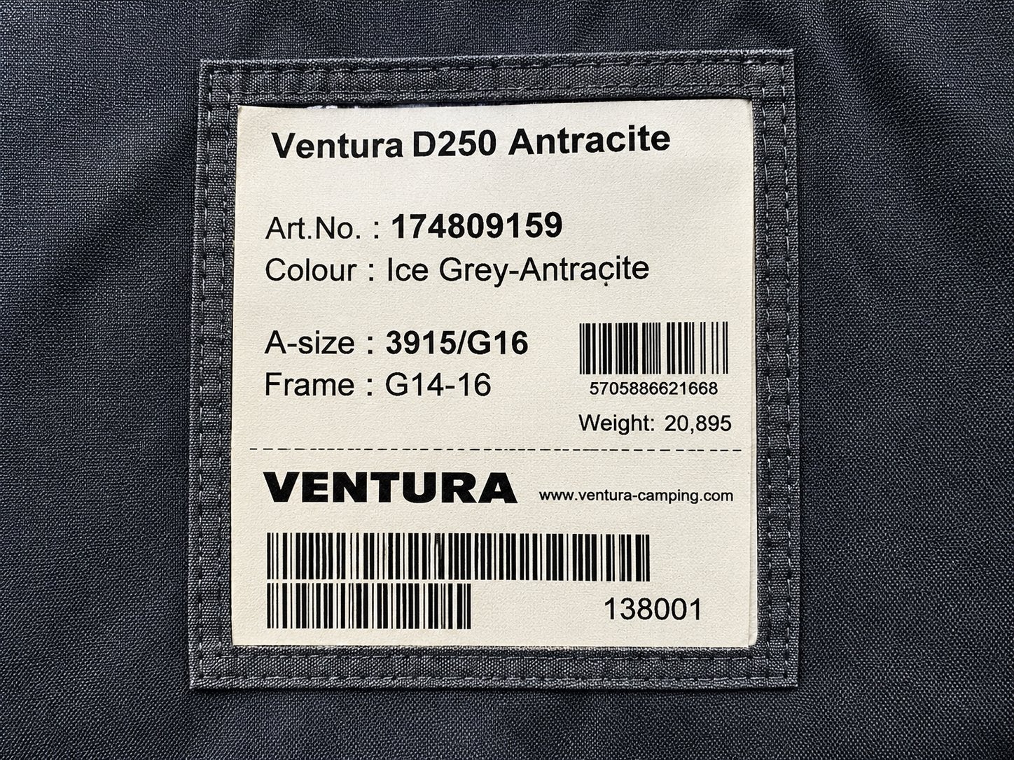 Ventura D250 voortent – Antraciet – maat 3915/G16, Ophalen, Zo goed als nieuw