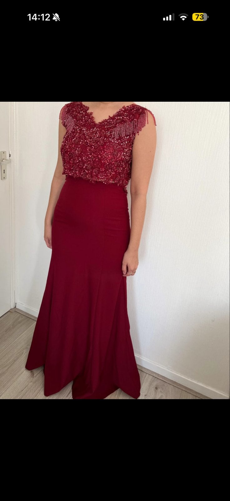 Abiye - galajurk bordaux rood, Kleding | Dames, Galajurk, Ophalen of Verzenden, Zo goed als nieuw, Maat 34 (XS) of kleiner