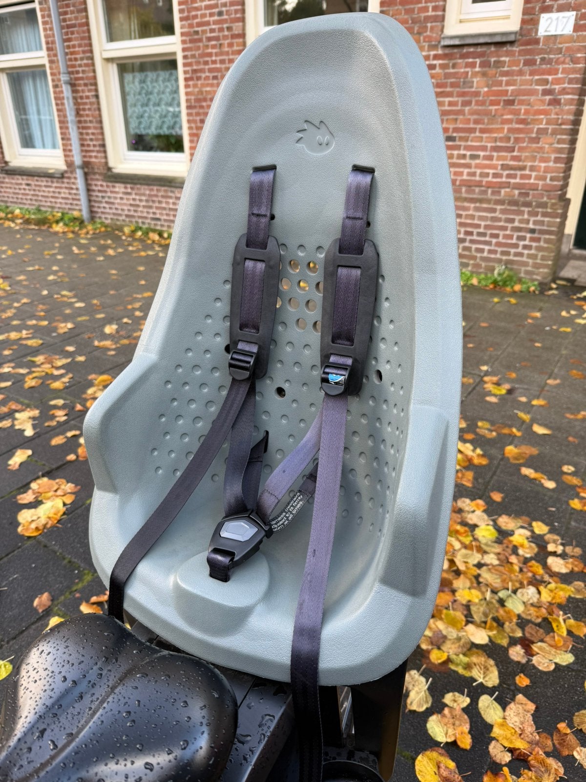 Fietsstoeltje achter THULE met regenhoes, Ophalen, Zo goed als nieuw, Achterzitje, Voetsteuntjes