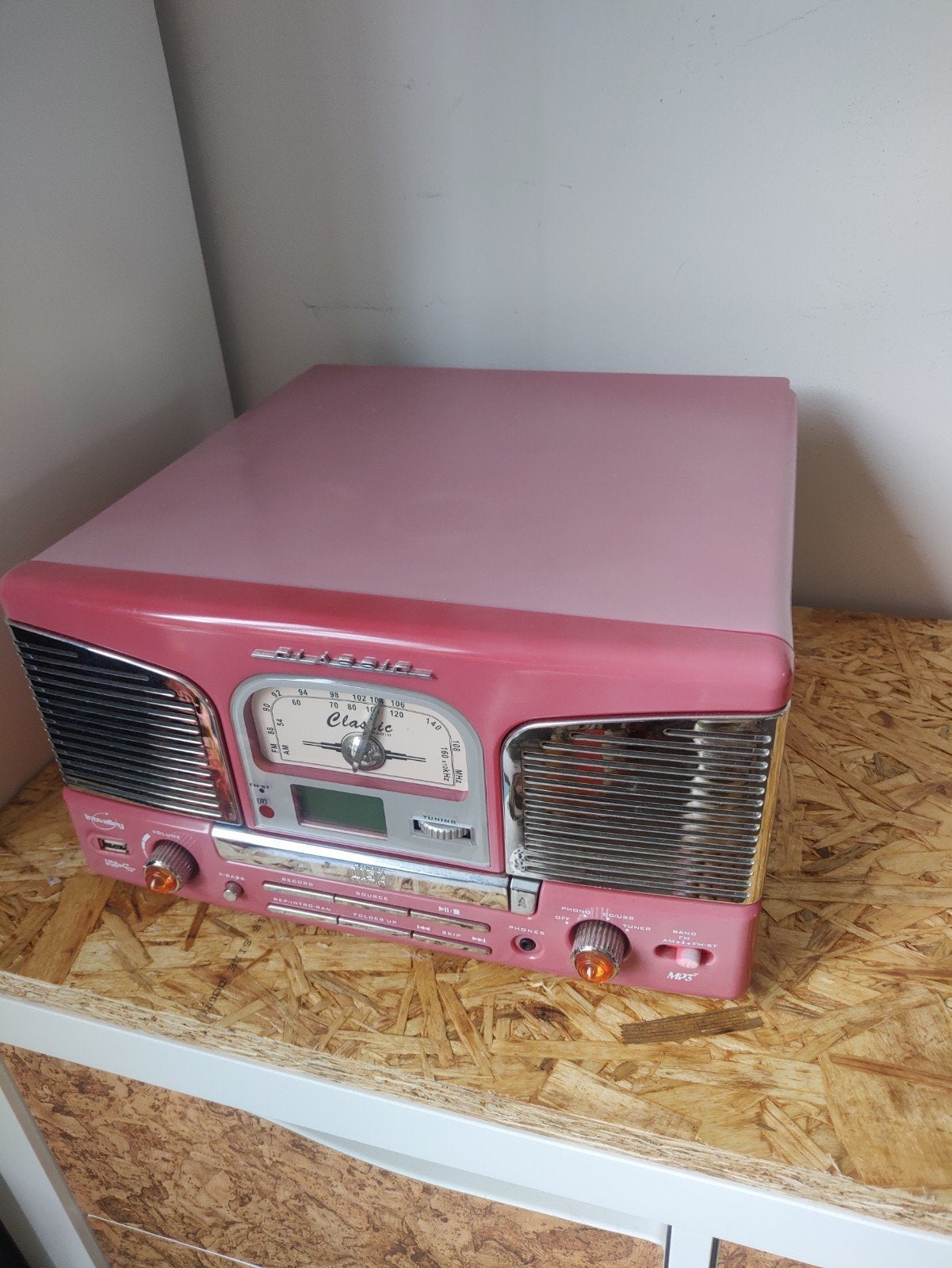 Retro platenspeler met CD, radio en USB-functie, Gebruikt, USB-aansluiting, Platenspeler, Ophalen