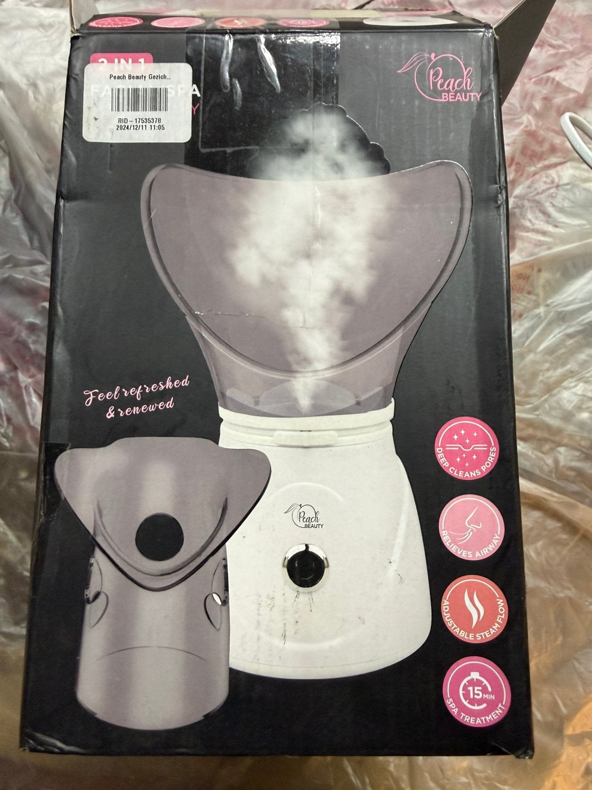 Peach Beauty 2-in-1 Facial Spa–Gezichtsstomer&Stoominhalator, Ophalen of Verzenden, Nieuw, Gehele gezicht, Verzorging