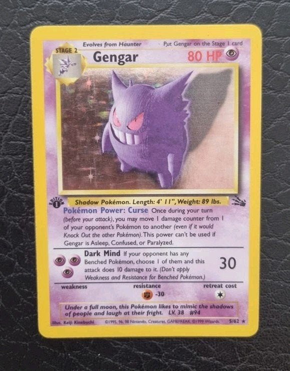 Gengar First Edition Holo Fossil 5/62, Ophalen of Verzenden, Zo goed als nieuw, Losse kaart