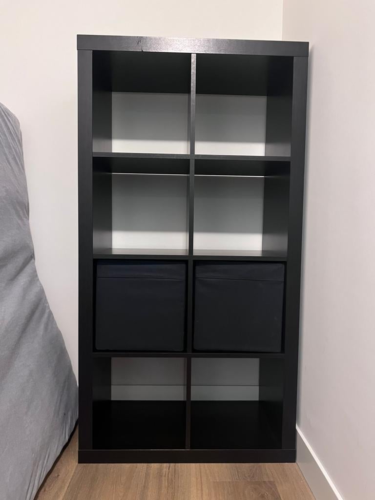 IKEA Open kast Kallax met dozen, Huis en Inrichting, Kasten | Boekenkasten, Ophalen, 50 tot 100 cm, Zo goed als nieuw, Minder dan 100 cm