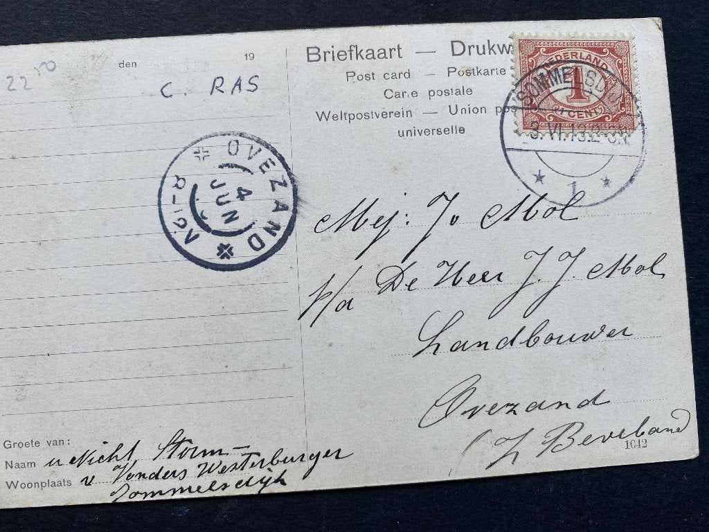 Ansichtkaart Oostdijk in Sommelsdijk /  gelopen, Verzamelen, Ophalen of Verzenden, Voor 1920, Gelopen, Zuid-Holland